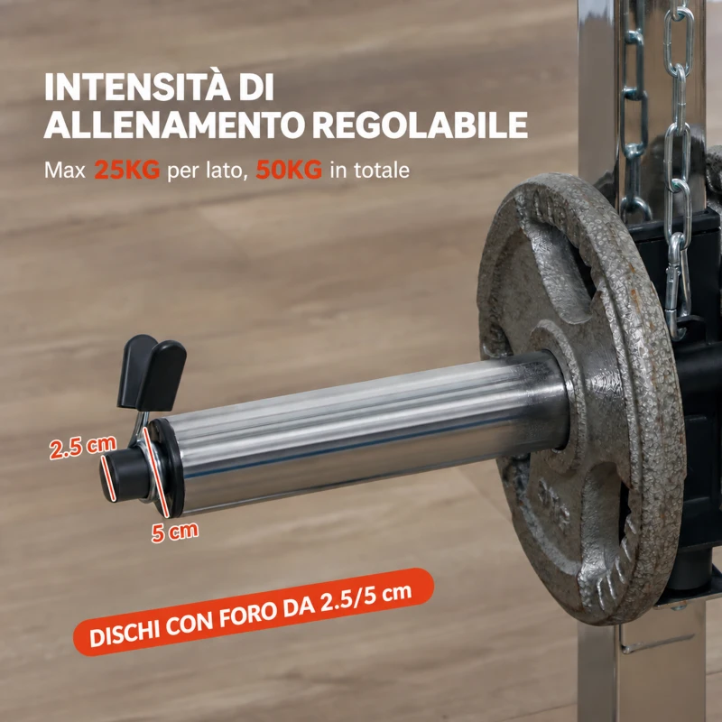 SPORTNOW 3 in 1 Palestra Multifunzione con Sistema di Cavi Incrociati Regolabile, Squat Rack Regolabile, Barra Bilanciere, Barre Trazioni