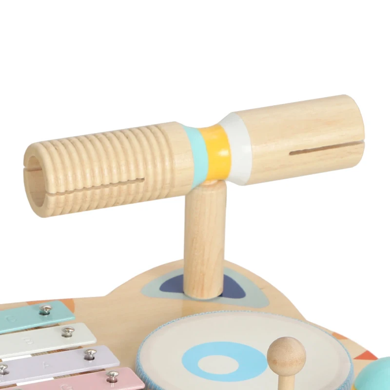 AIYAPLAY Kids Drum Kit, Wooden Musical Instruments with Xylophone, 2 Drums, Cymbal, Shaker, Wood Block, Gift for 18 M-6 Years