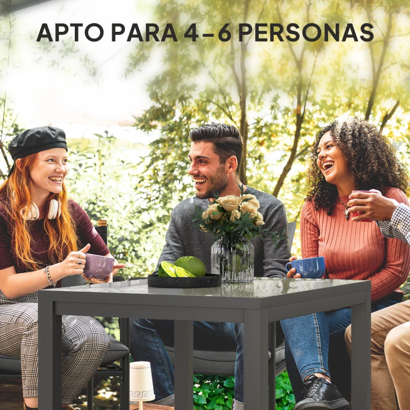 Outsunny Mesa de Comedor Extensible de Exterior de 85-125 cm para 4-6 Personas Mesa Rectangular para Porche Terraza Jardín