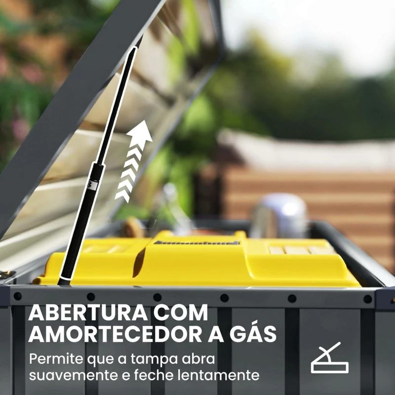 Outsunny Baú de Arrumação Exterior 400 L em Aço Galvanizado Resistente à Intempérie com Fechadura Cinzento
