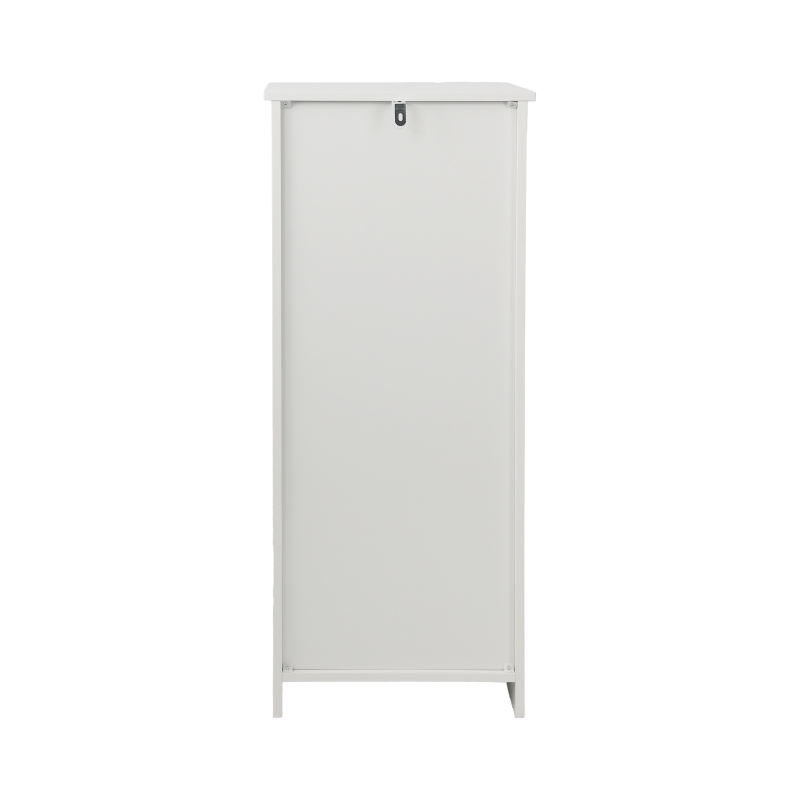 Smart Low Bathroom Cabinet with Louvered Doors, Nordic Floor-Standing Storage Cabinet for Bathroom Cloakroom, 36L x 30W x 86H cm, White