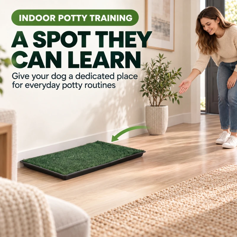 PawHut Dog Toilet Tray, Dog Grass Pee Pad with Artificial Grass Mat, Drainage System for Puppy Training 88x56.5cm