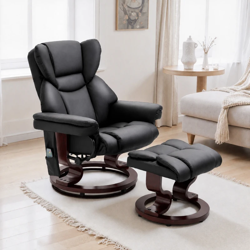 HOMCOM Relaxsessel mit Massagefunktion Fußhocker Liegefunktion Kunstleder 79 x 82 x 101 cm