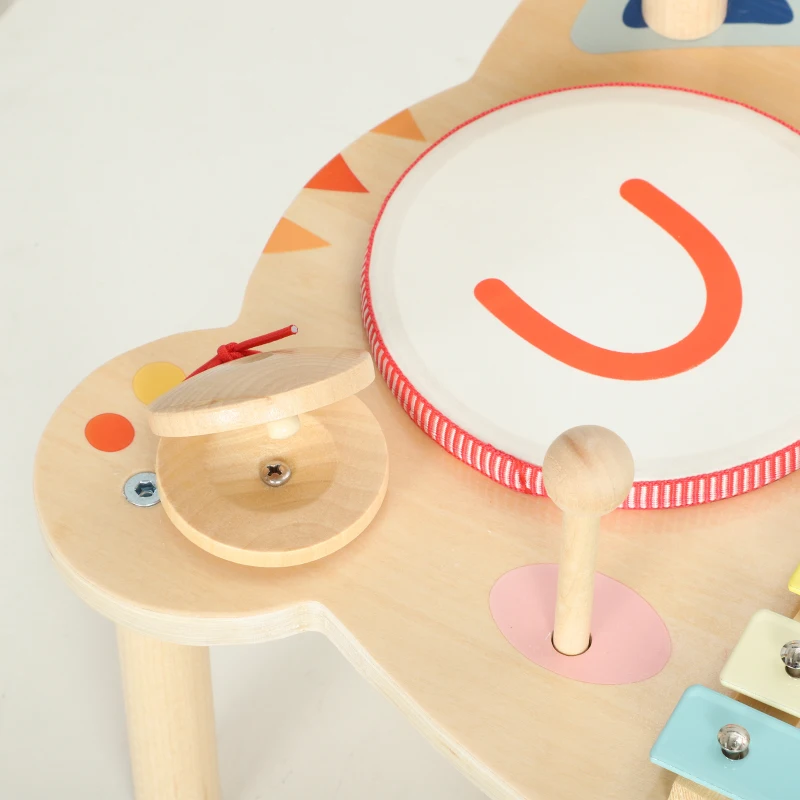 AIYAPLAY Kids Drum Kit, Wooden Musical Instruments with Xylophone, 2 Drums, Cymbal, Shaker, Wood Block, Gift for 18 M-6 Years