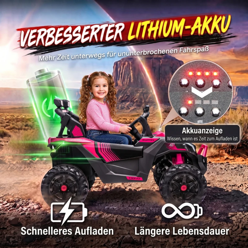AIYAPLAY Kinder Elektroauto 24V 2 Sitzer Kinderauto UTV mit Lithium-Akku 2,4 GHz Fernbedienung 2 x 120W Motoren Softstart