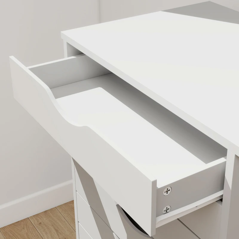 HOMCOM Caisson Bureau Mobile avec 8 Tiroirs, Meuble Rangement Bureau pour Documents et Imprimante, 53x40x103,5cm, Blanc