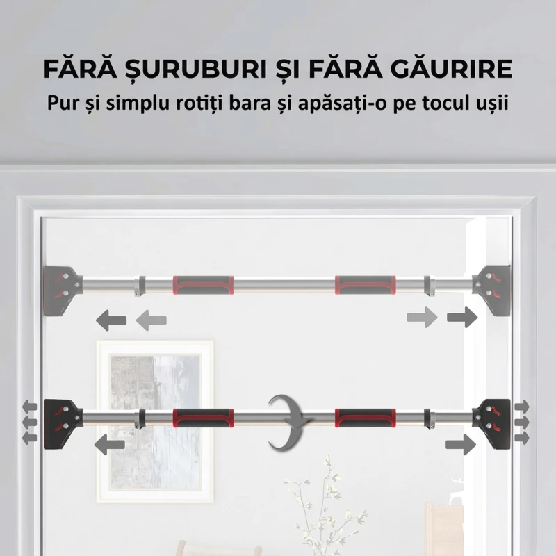 SPORTNOW Bară pentru tracțiuni cu lățime reglabilă, mânere antialunecare, 75-92x10x7 cm, roșu și negru