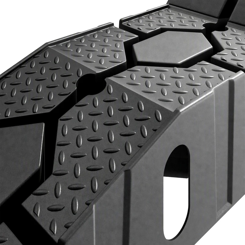 HOMCOM Lot de 2 Rampes Voiture 4T HDPE Pente Douce 90cm Rampe de Levage Butée Antidérapante Largeur 29,5cm 90x29,5x22,5cm Noir