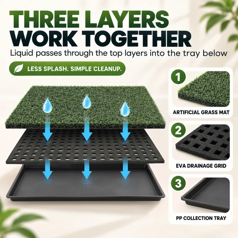 PawHut Dog Toilet Tray, Dog Grass Pee Pad with Artificial Grass Mat, Drainage System for Puppy Training 88x56.5cm