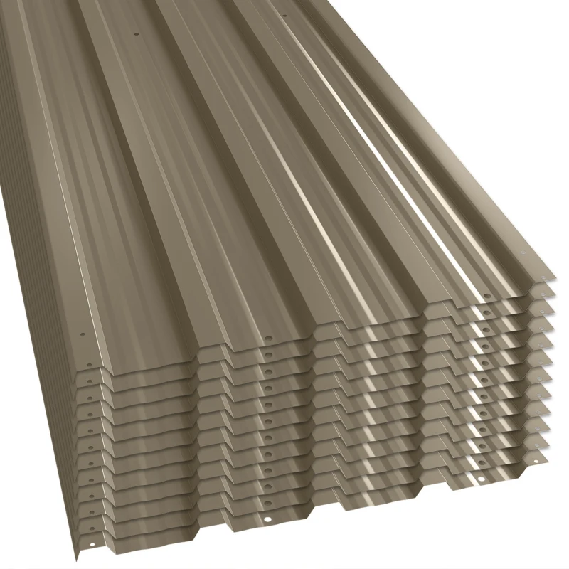 Outsunny Lot de 12 Panneaux en Acier Galvanisé Résistant aux Intempéries, Marron, Dim. d'un Panneau 129L x 45l cm
