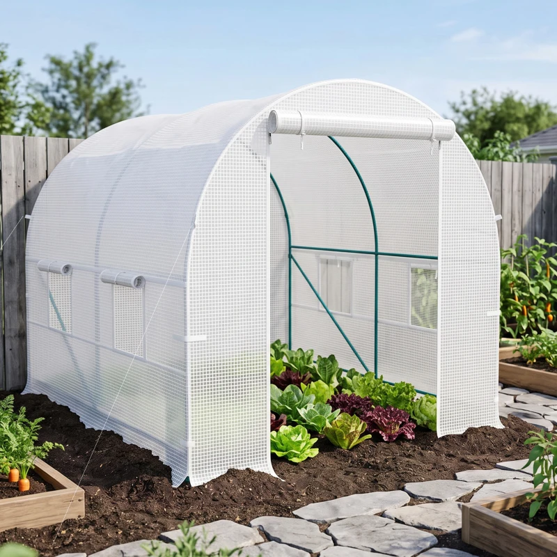 Outsunny 245 x 200cm Polytunnel Greenhouse - White
