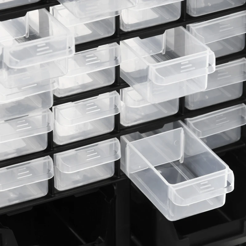 DURHAND Plastic 39 Drawer Parts Organiser Wall Mount Storage Cabinet Garage Small Nuts Bolts Tool Black