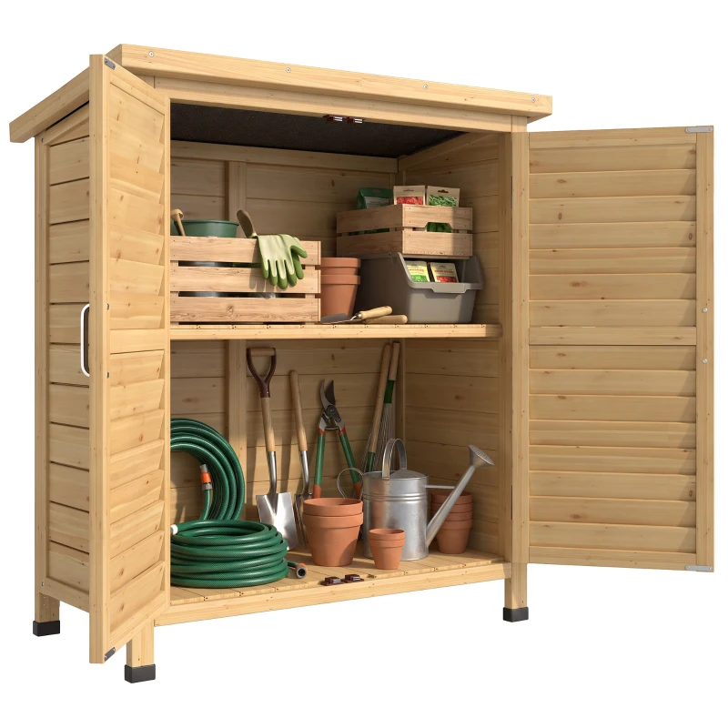 Outsunny Armoire de jardin abri jardin remise pour outils sur pied dim. 87L x 46,5l x 96,5H cm  étagère portes persiennes toit bitumé jaune