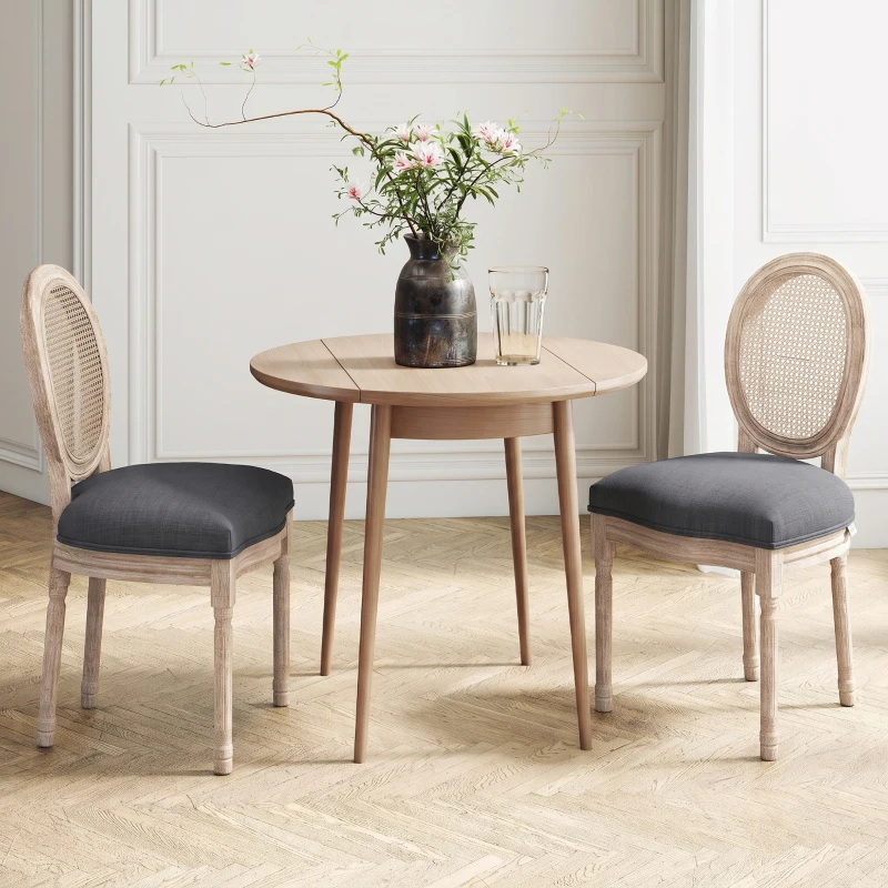 HOMCOM Lot de 2 chaises de Salle à Manger - Chaise de Salon médaillon Style Louis XVI - Bois Massif sculpté, patiné