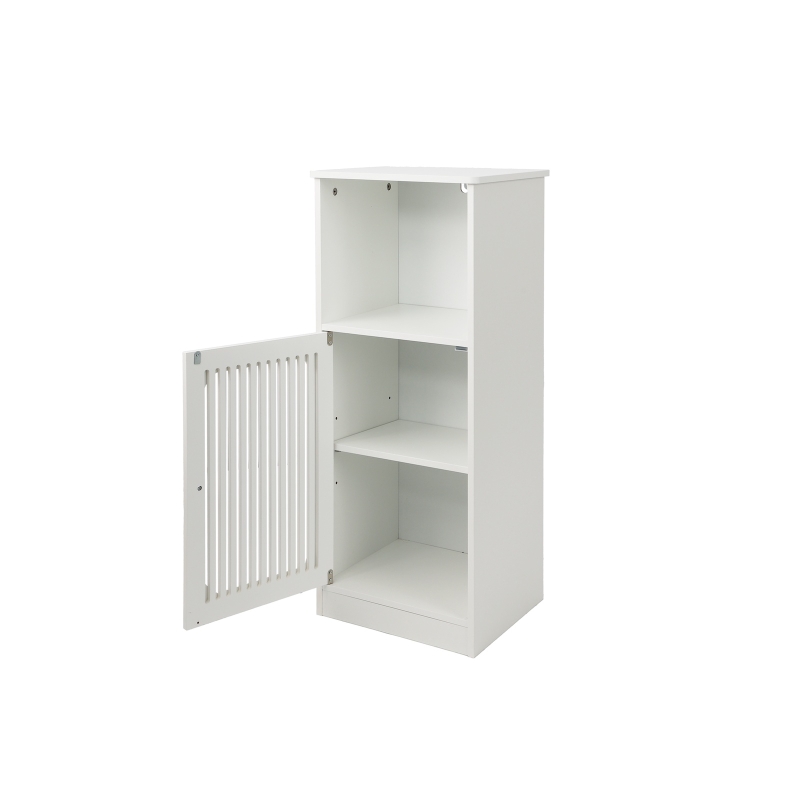 Smart Low Bathroom Cabinet with Louvered Doors, Nordic Floor-Standing Storage Cabinet for Bathroom Cloakroom, 36L x 30W x 86H cm, White
