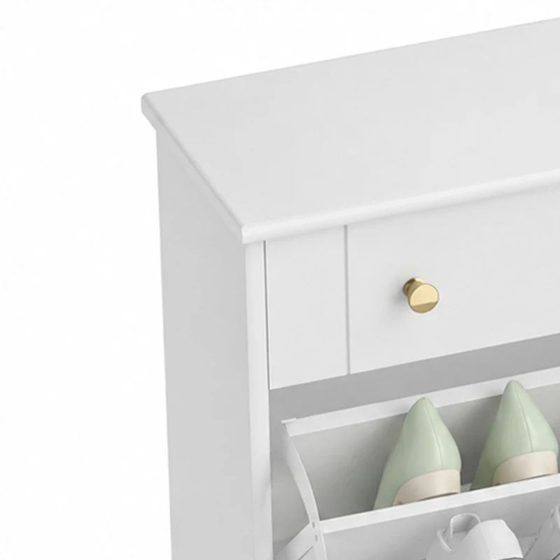 HOMCOM Meuble chaussure entrée étroit avec tiroirs à portes abattants et étagère réglable, 60 x 23,5 x 98,5 cm, blanc