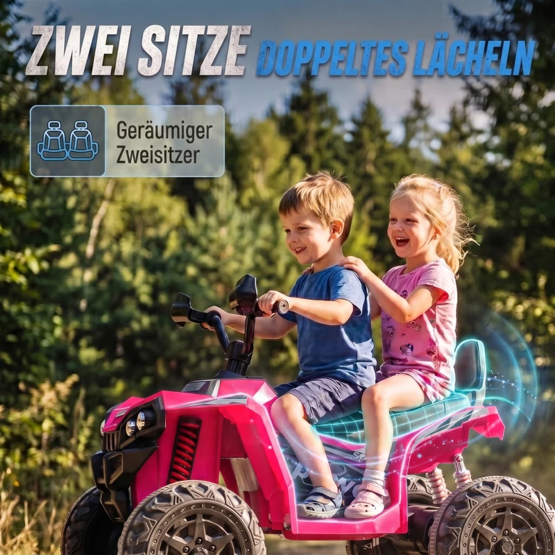 AIYAPLAY Quad elektryczny 24V dla dzieci 2-osobowy ATV elektryczny 4–6 km/h quad dla dzieci z akumulatorem litowym 2 120W silniki 4-kołowe zawieszenie