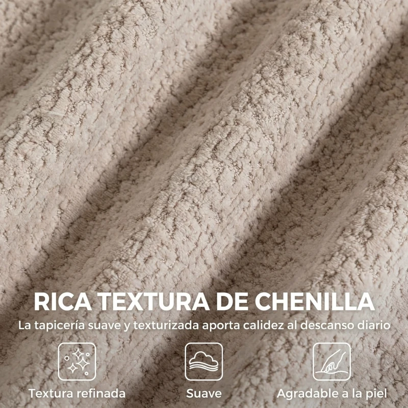 HOMCOM Sofá 3 Plazas Modular 277 cm de Chenilla sin Armazón Cojín Grueso con Muelles Asiento Ancho Profundo sin Montaje Beige