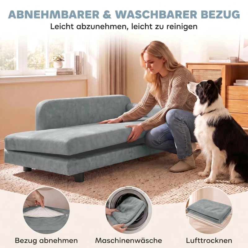 PawHut Hundesofa XL orthopädisches Hundebett mit Rückenlehne Abnehmbar Kissen für große Hunde unter 35 kg