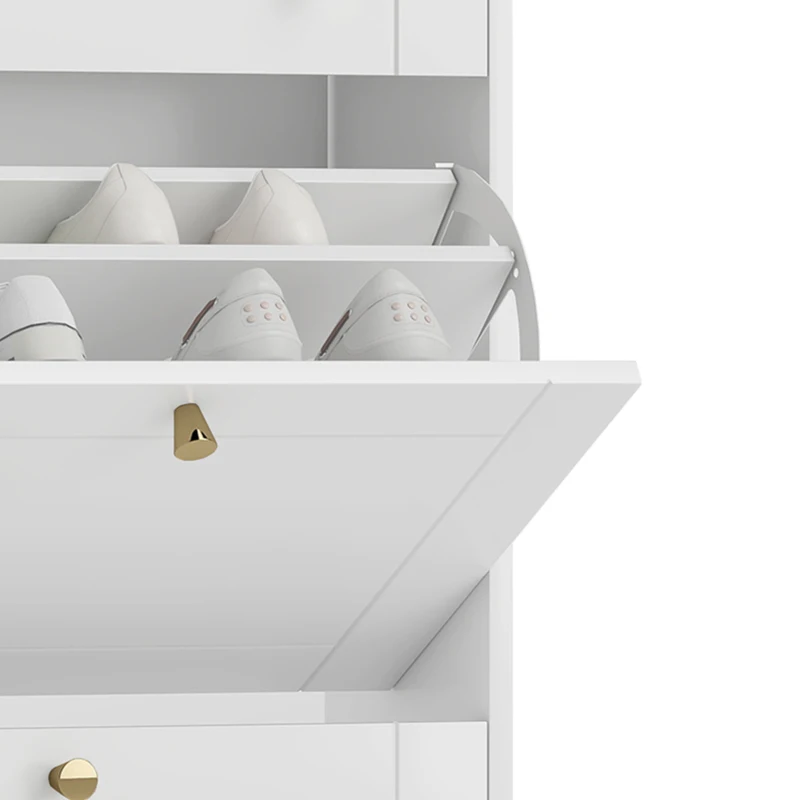 HOMCOM Meuble chaussure entrée étroit avec tiroirs à portes abattants et étagère réglable, 60 x 23,5 x 98,5 cm, blanc