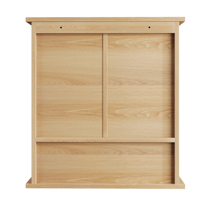 Wall-Mounted Vanity with Double Doors and Adjustable Shelf, Waterproof Wall Cabinet for Bathroom and Kitchen, 55L x 20W x 60H cm, Oak