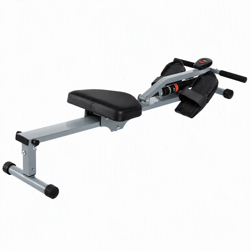 HOMCOM Rudergerät für Zuhause, Hydraulisches Fitness-Rudergerät mit LCD-Display, 12 Widerstandsstufen, Rudermaschine belastbar bis 100kg Fitnessgerät Trainingsgerät für das Ganzkörpertraining