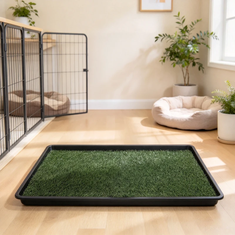 PawHut Dog Toilet Tray, Dog Grass Pee Pad with Artificial Grass Mat, Drainage System for Puppy Training 88x56.5cm