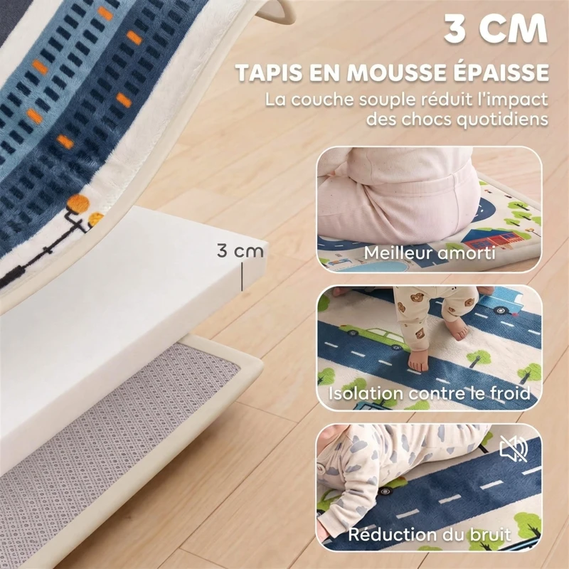 AIYAPLAY Tapis de Jeu pour Enfants Tapis de Chambre d'Enfant en Mousse Épaisseur 3 cm Motif Route Base Antidérapante 150x200cm