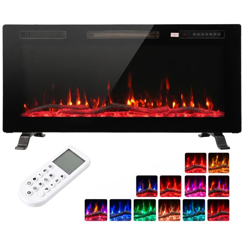 HOMCOM Elektrokamin mit Flammeneffekt und Wandkamin mit Fernbedienung