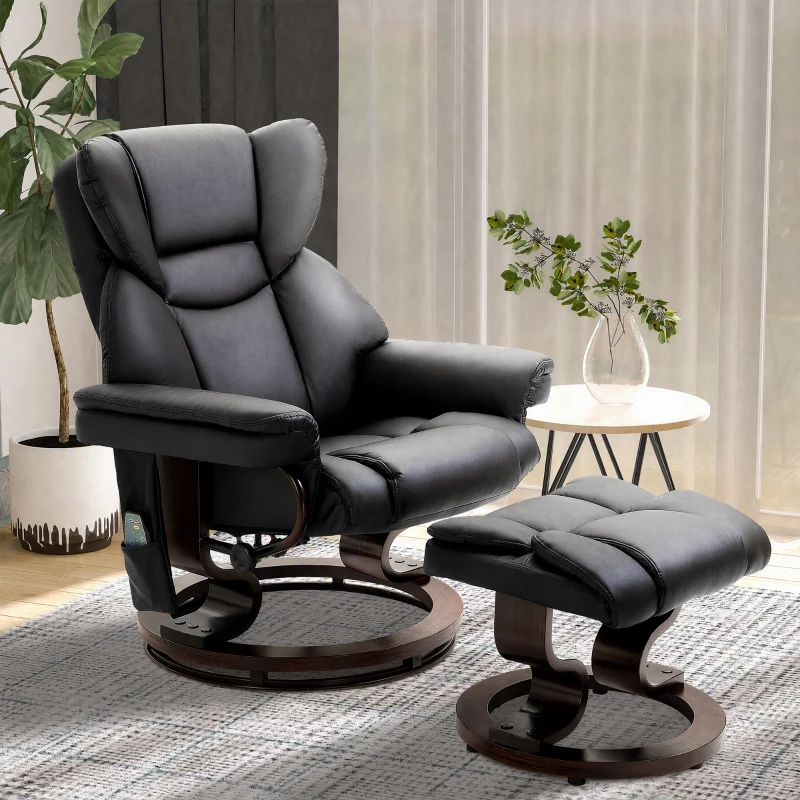 HOMCOM Relaxsessel mit Massagefunktion Fußhocker Liegefunktion Kunstleder 79 x 82 x 101 cm