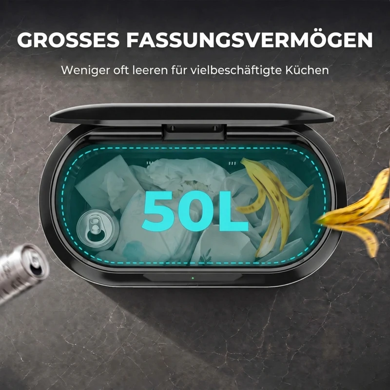 HOMCOM Automatischer Mülleimer Küche mit Infrarot-Bewegungssensor, Sensor Mülleimer 50L in Silber