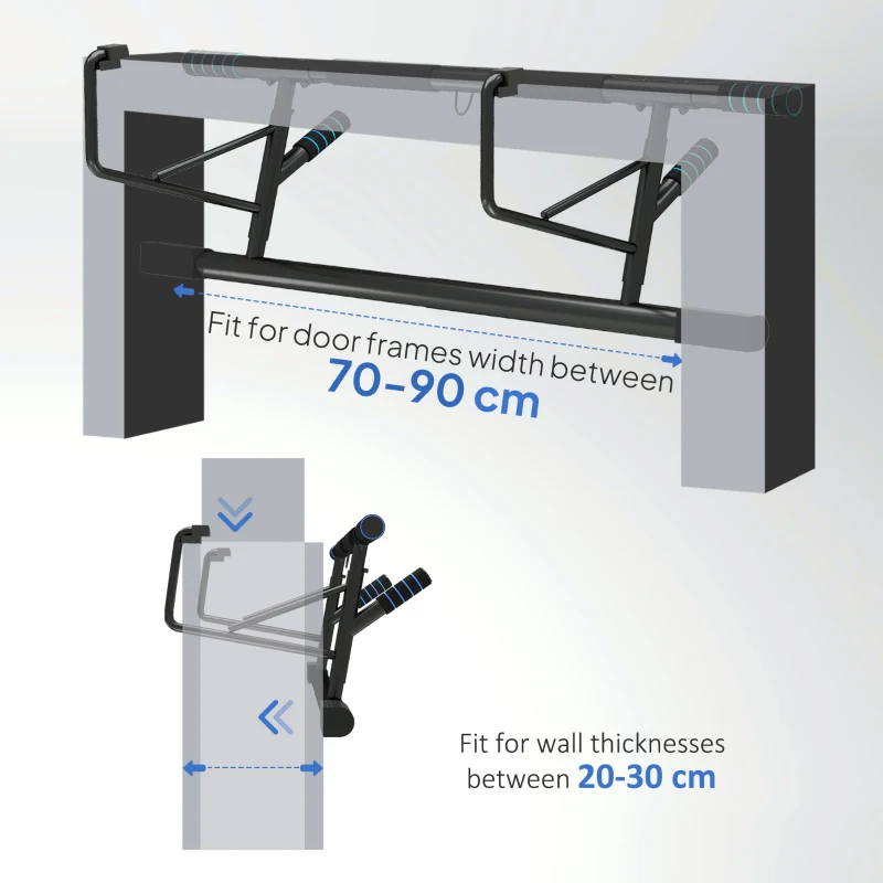 SPORTNOW Pull-Up Bar, No-Drilling Chin-Up Bar, Push-Up Stand with Resistance Bands, Padded Handles for Home Gym Exercise, Blue