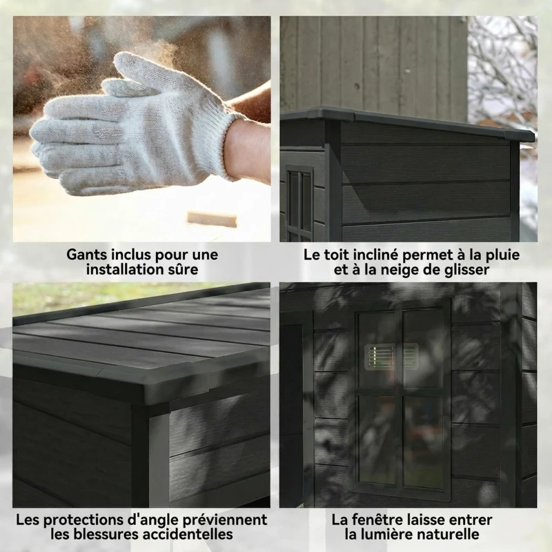 Outsunny Abri de Jardin 1,14 m², Cabane de Jardin pour Outils, Porte Verrouillable, Aération, Fenêtre, 151x92x193cm, Gris Foncé