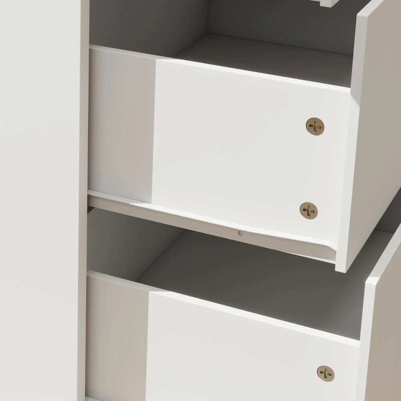 HOMCOM Caisson Bureau Mobile avec 8 Tiroirs, Meuble Rangement Bureau pour Documents et Imprimante, 53x40x103,5cm, Blanc