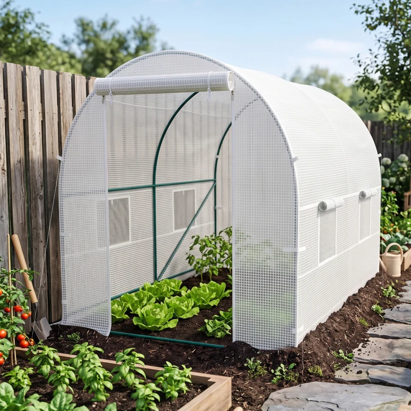 Outsunny 245 x 200cm Polytunnel Greenhouse - White