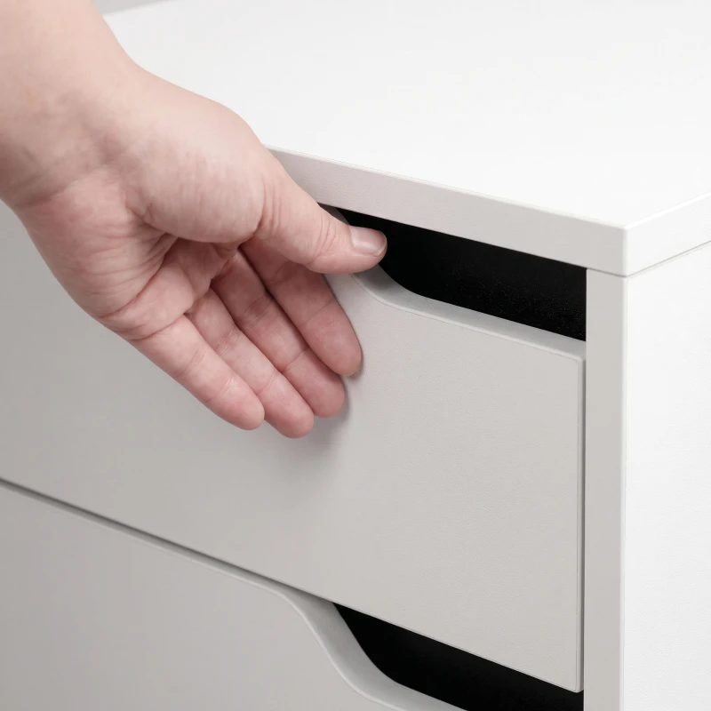 HOMCOM Caisson Bureau Mobile avec 5 Tiroirs, Meuble Rangement Bureau sur Roulettes pour Documents et Imprimante, Blanc