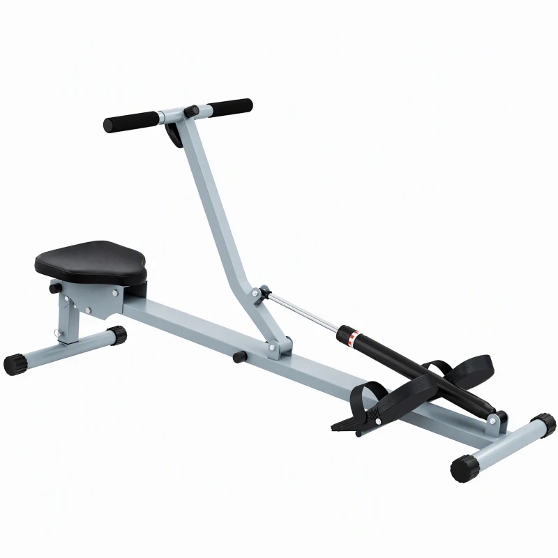 HOMCOM Rameur Hydraulique à 12 Niveaux de Résistance, Rameur d'Appartement avec Écran LCD, Pédale Antidérapante, Charge 100 kg, pour Maison, Salle de Gym, l'Équipement d'Entraînement d'Intérieur, Noir(m-12)