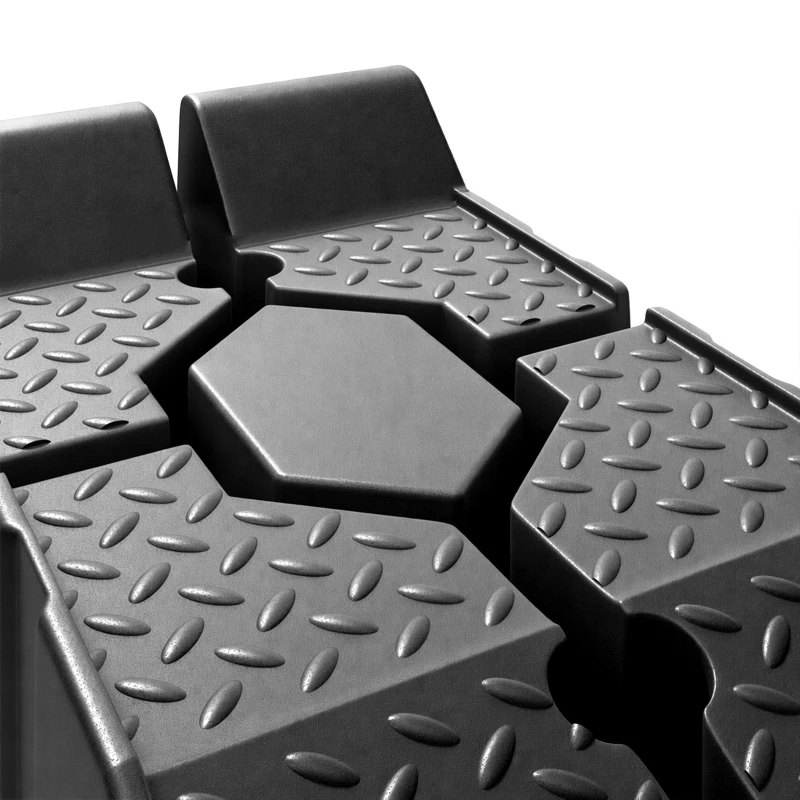 HOMCOM Lot de 2 Rampes Voiture 4T HDPE Pente Douce 90cm Rampe de Levage Butée Antidérapante Largeur 29,5cm 90x29,5x22,5cm Noir