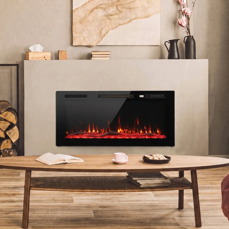 HOMCOM Elektrokamin mit Flammeneffekt und Wandkamin mit Fernbedienung