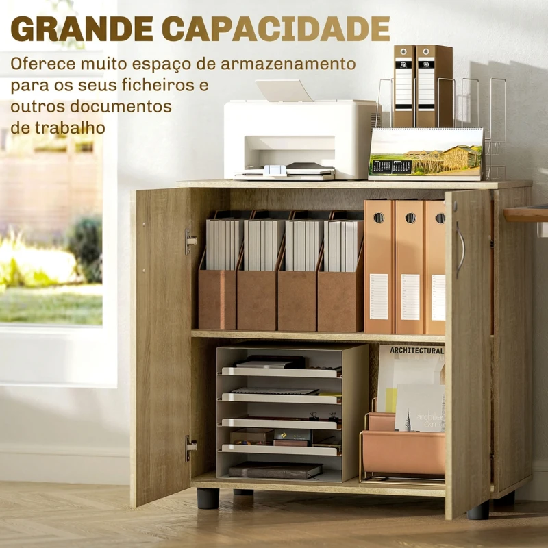 Vinsetto Armário Arquivador de Escritório com 2 Portas, Fechadura e Prateleira 80x40x80 cm Carvalho