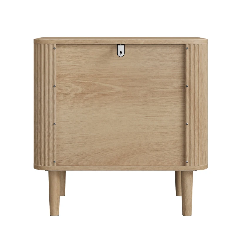 Nordic Farmhouse Bedside Table with 2 Drawers, Practical Oak Storage Side Cabinet for Bedroom Living Room, 57L x 40W x 57H cm, Oak