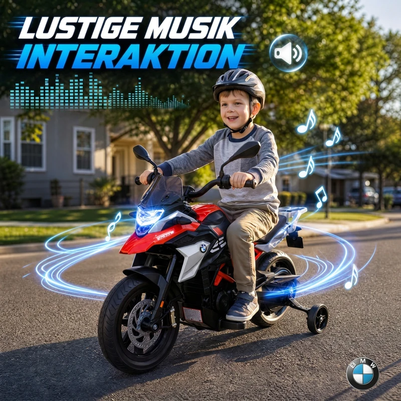 AIYAPLAY BMW 12V elektrische kindermotor met lithiumaccu, 35W motor, draaigas, zijwieltjes, PU-zadel, tot 6 km/u