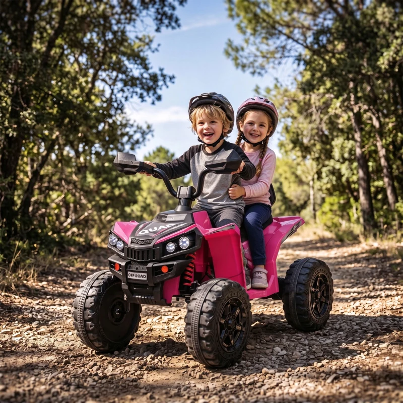 AIYAPLAY Elektrische kinderquad 24V, 2-zits ATV, 4-6 km/u, lithium-accu, 2 x 120W motoren, 4-wielvering