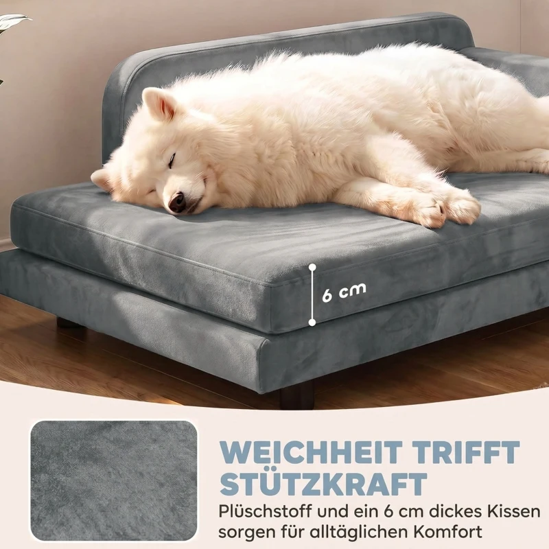 PawHut Hundesofa XL orthopädisches Hundebett mit Rückenlehne Abnehmbar Kissen für große Hunde unter 35 kg