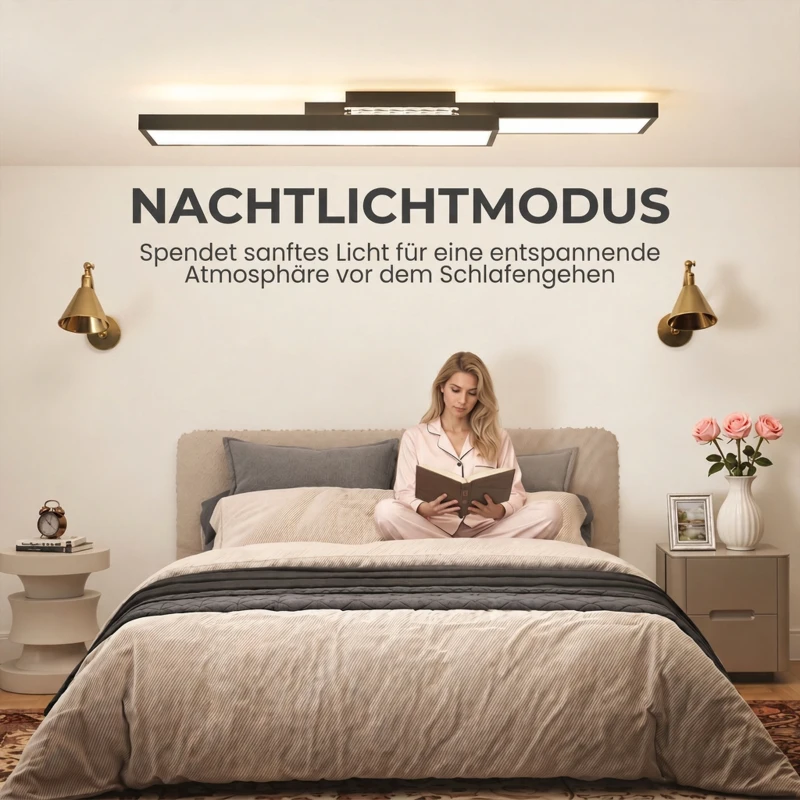 HOMCOM Deckenleuchte LED 43W 4600LM 3000-6000K dimmbare Deckenlampe Flach mit Fernbedienung Wandschalter 70 x 30 x 7 cm Schwarz