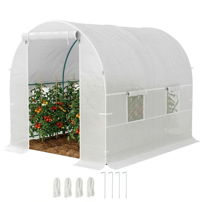 Outsunny 245 x 200cm Polytunnel Greenhouse - White