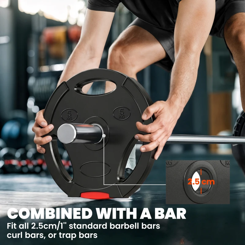 SPORTNOW Weight Plates Set, with Two 5kg and Two 2.5kg weights, Black