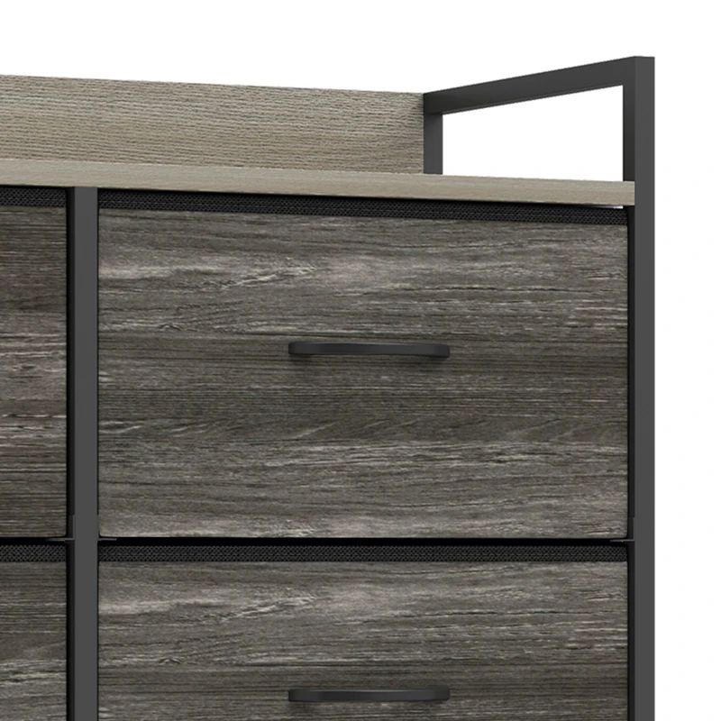 HOMCOM Commode, Meuble de Rangement pour Chambre, 6 Tiroirs en Tissu en Lin, Cadre en Acier, 80 x 29 x 85 cm, Gris