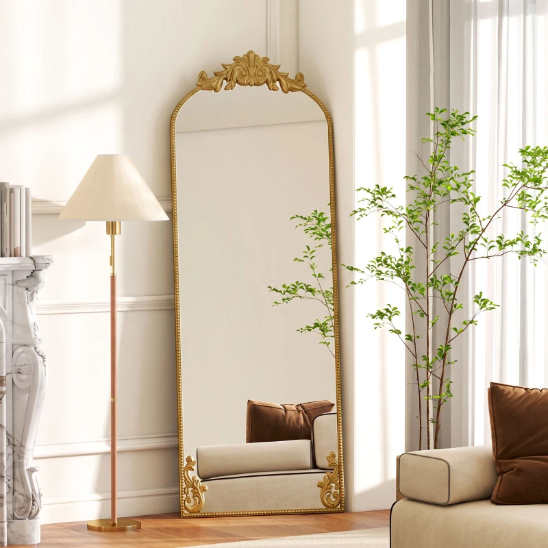 HOMCOM Specchio da Terra e da Appoggio in Stile Vintage 180x75 cm, Oro