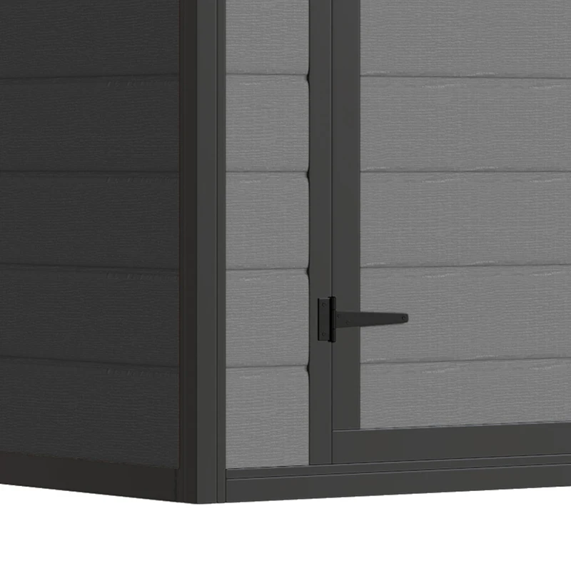 Outsunny 6'x4.5' Garden Storage Shed, Lockable Garden Shed with Double Doors, Window, Vent and Plastic Roof, Dark Grey